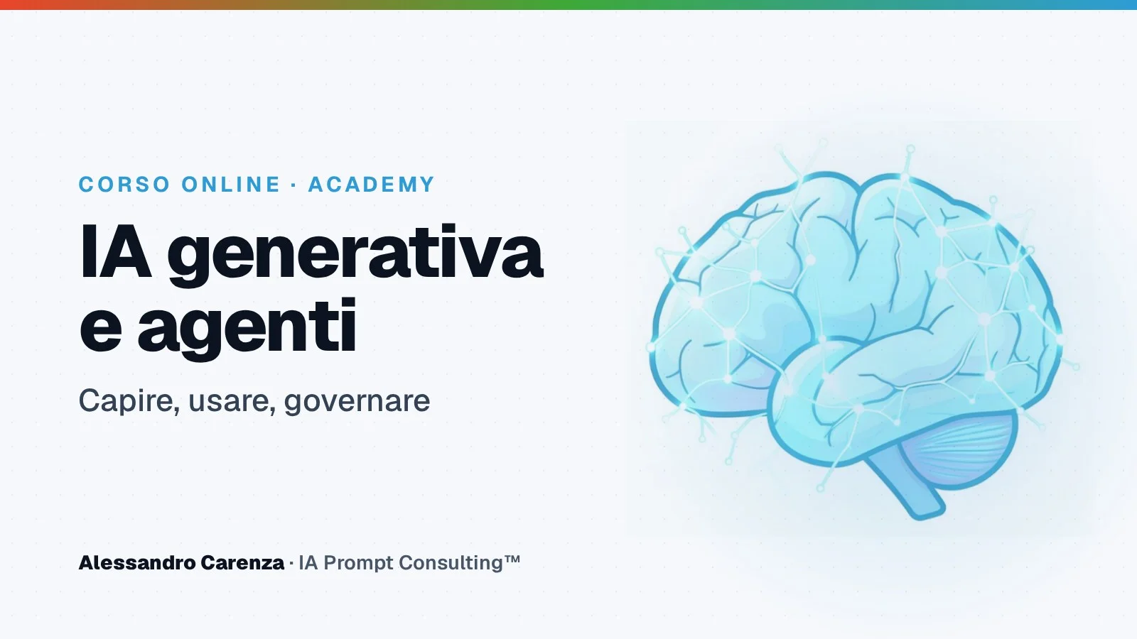 Copertina del corso IA generativa e agenti: capire, usare, governare